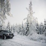 Ute i snön snöar snö skoter skogen 